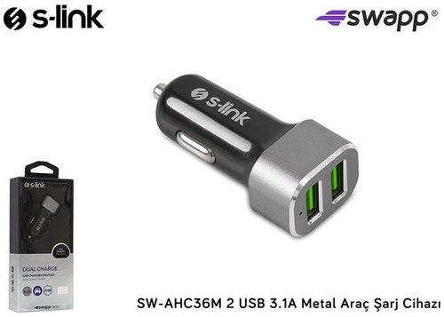 S-link Swapp USB 3.1A Metal Araç Şarj Cihazı