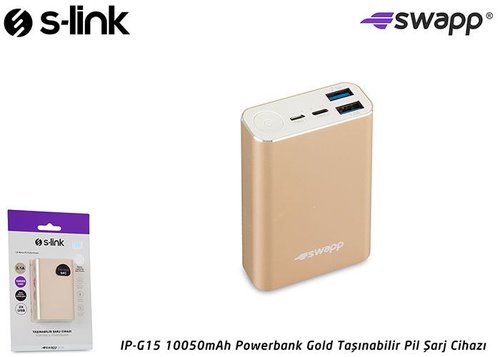 S-Link Swapp IPG15 10050 mAh LG Bataryalı 2x USB 2.1A Altın Taşınabilir Şarj Cihazı