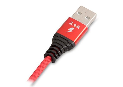 S-Link Swapp 1 m 2.4A Micro USB Kılıflı Kırmızı Data Ve Şarj Kablosu