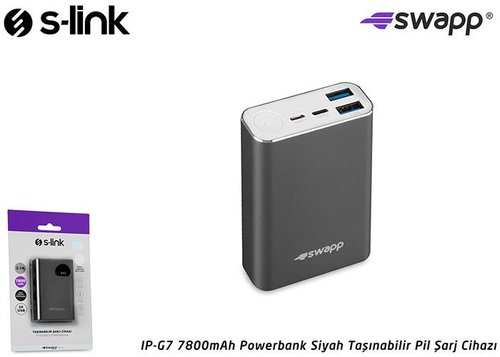 S-link Swapp IP-G7 7800mAh Powerbank Siyah Taşınabilir Pil Şarj Cihazı