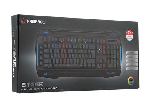 Rampage KB-R63 STAGE USB 7 Renk Aydınlatmalı Q 4 Macro Fonksiyon 1USB Hub Oyuncu Klavyesi Siyah