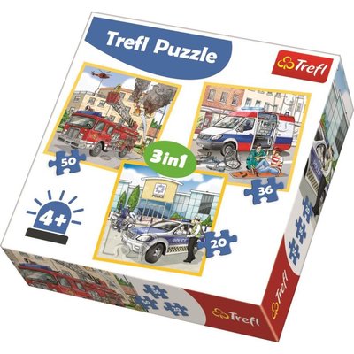 Trefl Puzzle 3in1 Intervention Vehicles And Profes 34836