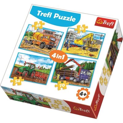 Trefl Puzzle 4in1 Large Construction Machines 34298