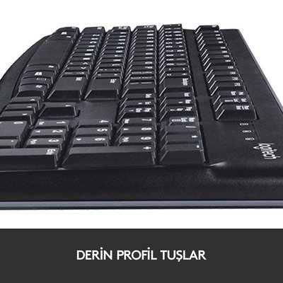 Logitech MK120 USB Kablolu Tam Boyutlu Türkçe Q Klavye Mouse Seti  - Siyah