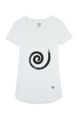 Fit21 Basic Kısa Kollu Spiral Tshirt Beyaz