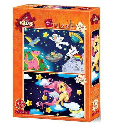 Art Kids 4492 Astronot ve Mini Pegasus 24x34 cm 24 Ve 35 Parça İkili Puzzle