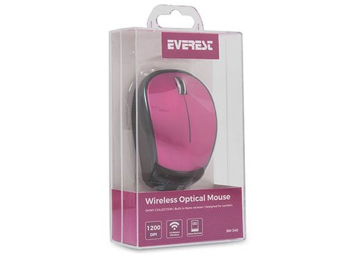 Everest SM-340 3D Optik Süper Sessiz Alkalin Pilli Kablosuz Mouse Usb Mor