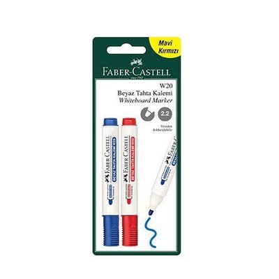 Faber-Castell 152 2'li Blister Mavi Kırmızı Beyaz Tahta Kalemi