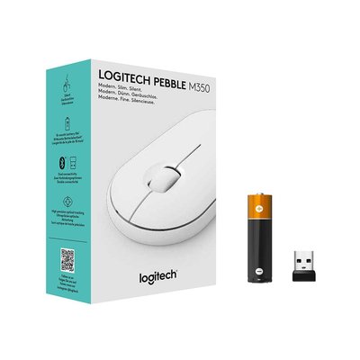 Logitech M350 Pebble Sessiz Kablosuz Kompakt Mouse - Beyaz