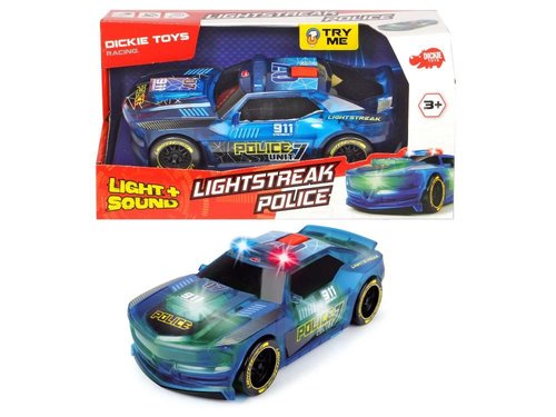 Dickie Lightstreak Police Sesli ve Işıklı Yarış Arabası