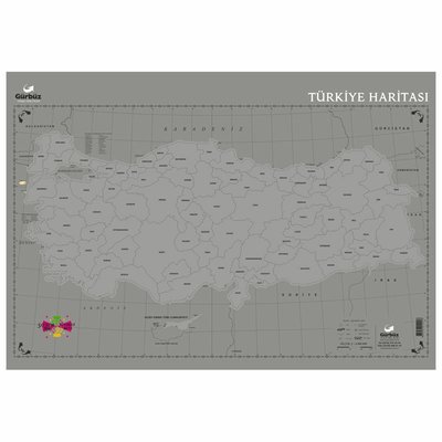 Gürbüz Kazınabilir Türkiye Haritası 35 x 50 Cm
