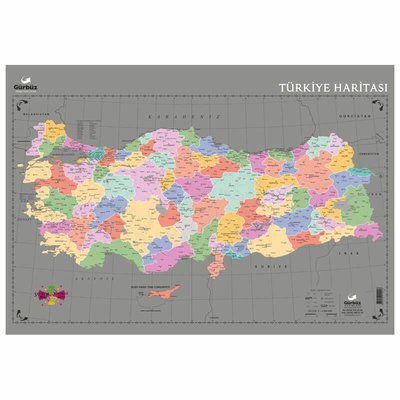 Gürbüz Kazınabilir Türkiye Haritası 35 x 50 Cm