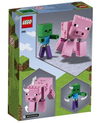Lego Minecraft 21157 BigFig Domuz ile Bebek Zombi Yapım Seti