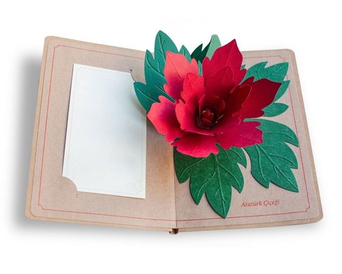 Atatürk Çiçeği Altın Varaklı Kapak Kartpostal