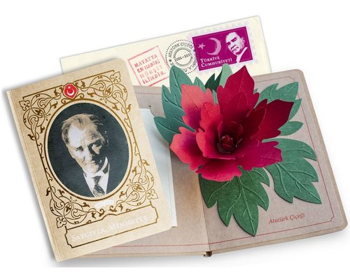 Atatürk Çiçeği Altın Varaklı Kapak Kartpostal