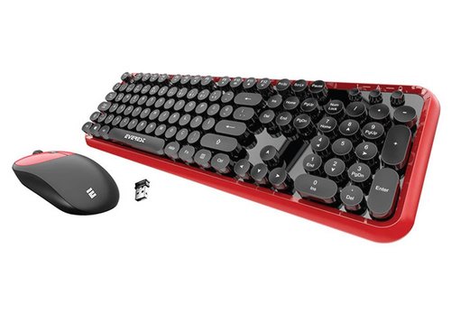 Everest Round KM-6282 Kablosuz Q Multimedia Klavye + Mouse Set - Kırmızı/Siyah