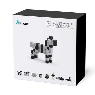 Pixio Black & White Animals Manyetik Blok Birleştir Oyna Set 