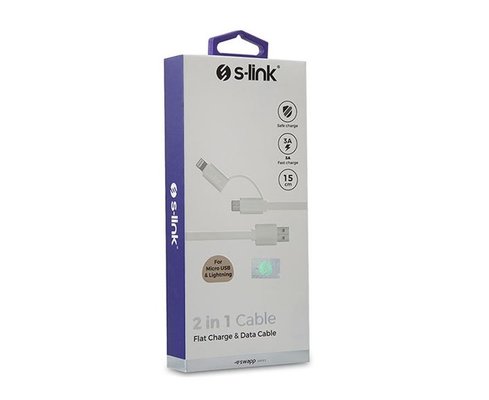 S-Link Swapp Micro USB Lightning 2 in 1 Beyaz Kablo