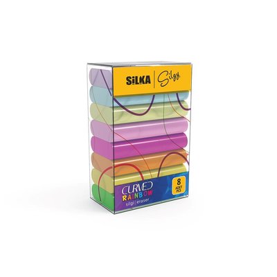Silka-Silgy Curved Raınbow Pastel Silgi 8 li