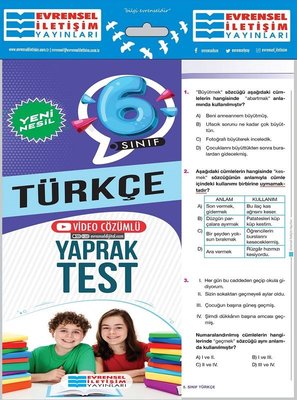 6. Sınıf Türkçe Yeni Nesil Yaprak Test