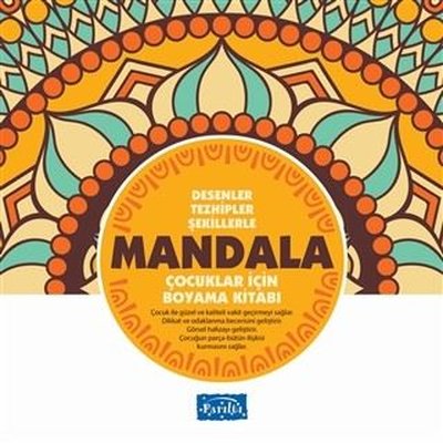 Desenler Tezhipler Şekillerle Mandala - Sarı Kitap - Çocuklar İçin Boyama Kitabı