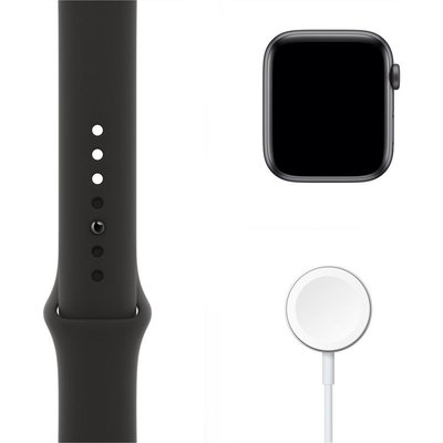 Apple Watch SE 44 mm Uzay Grisi Alüminyum Kasa ve Siyah Spor Kordon MYDT2TU/A