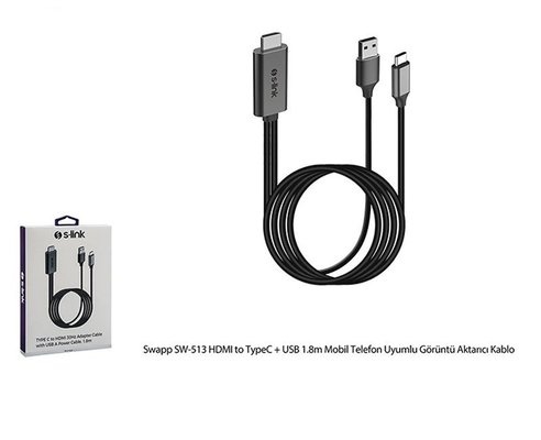S-Link Swapp SW513 HDMI to Type C Kablo