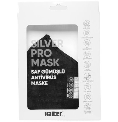 Silver Pro Mask Saf Gümüşlü Antivirüs Maske - Siyah