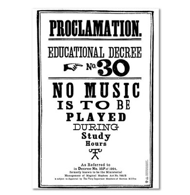 Harry Potter Wizarding World Hogwarts Proclamation No 30 Poster