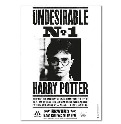 Harry Potter Wizarding World Undesirable No 1 Poster