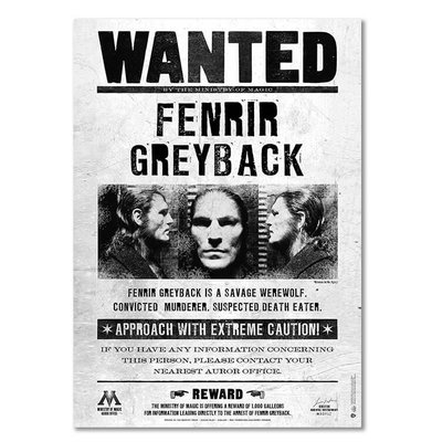 Harry Potter Wizarding World Wanted Fenrir Greyback Poster