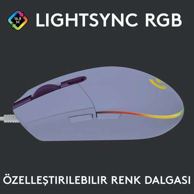 Logitech G G203 LIGHTSYNC RGB Aydınlatmalı 8000 DPI Kablolu Oyuncu Mouse - Lila