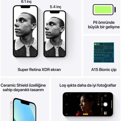 Apple iPhone 13 mini 256 GB Beyaz Cep Telefonu MLK63TU/A Apple iPhone 13 mini 256 GB Beyaz Cep Telefonu MLK63TU/A