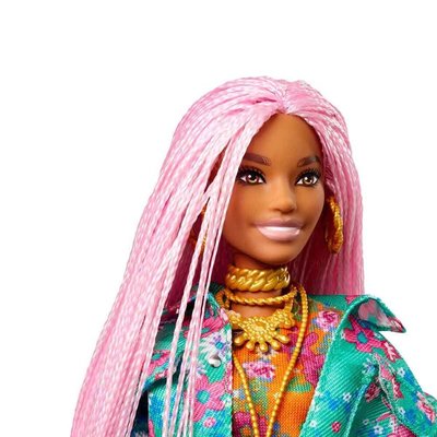 Barbie Extra Pembe Örgü Saçlı Bebek