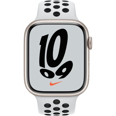 Apple Watch Nike Seri 7 Gps 45MM Beyaz Alüminyum Kasa ve Beyaz Nike Spor Kordon - Regular MKNA3TU/A
