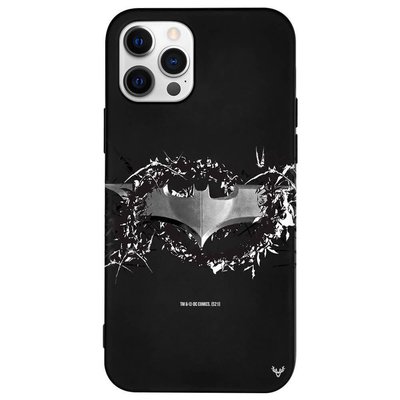 Deercase iPhone 13 Pro Max Siyah Renkli Silikon Batman Silver Telefon Kılıfı