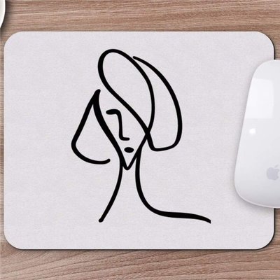 E-Hediyeci Karakalem Çizimi Soyut Yüz Tasarımlı Mousepad -1