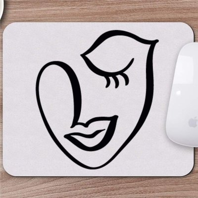 E-Hediyeci Karakalem Çizimi Soyut Yüz Tasarımlı Mousepad -3
