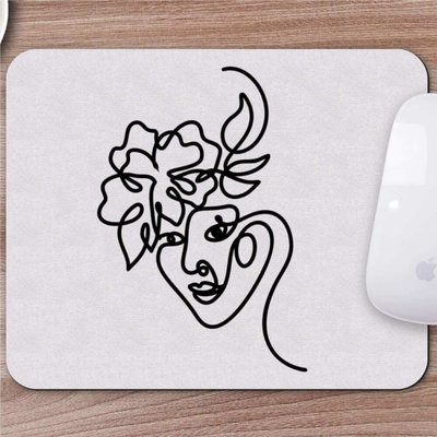 E-Hediyeci Karakalem Çizimi Soyut Yüz Tasarımlı Mousepad -5