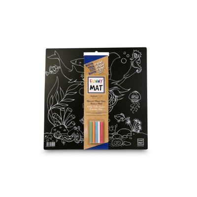 Akademi Çocuk Funny Mat Okyanus Tebeşirli Siyah 40x40 cm