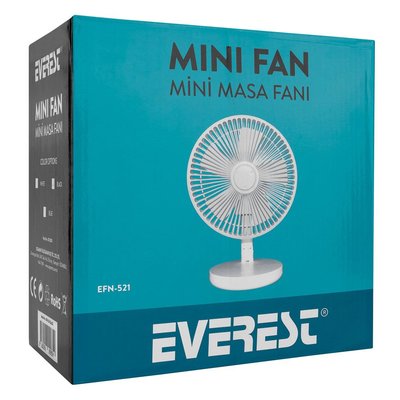 Everest EFN-521 Masaüstü Şarj Edilebilir 1200mAh USB Fan