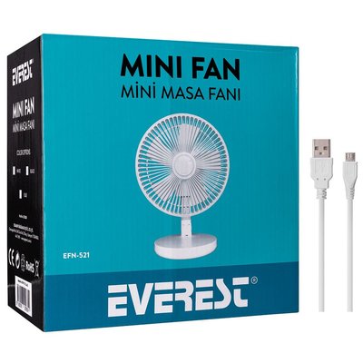 Everest EFN-521 Masaüstü Şarj Edilebilir 1200mAh USB Fan