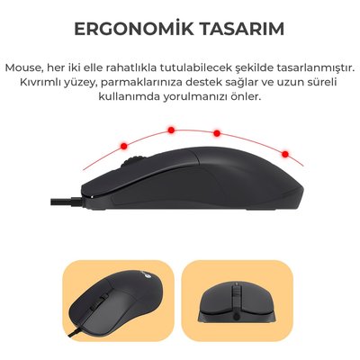 Lenovo Lecoo CM101 USB Kablolu Türkçe Q Klavye & Mouse Set Siyah