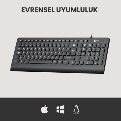 Lenovo Lecoo KB103 USB Kablolu Türkçe Q Klavye Siyah