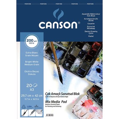 Canson 1557 Fineface A3 Üstten Spiralli Çok Amaçlı Resim Blok