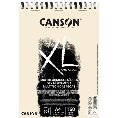 Canson XL A4 Sand Grain Spiralli Blok Naturel - 400110393