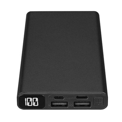 S-link IP-K27 10000mAh 2 x USB+Micro+Type- C Metal Kasa Siyah LCD Ekranlı Taşınabilir Pil Şarj Cihazı