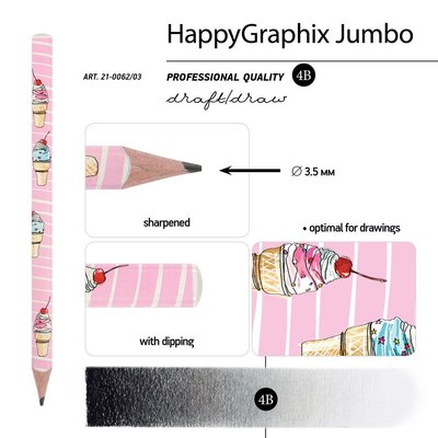Happy Graphix Jumbo Kurşun Kalem 4B 35 mm Dondurma 21-0062/03
