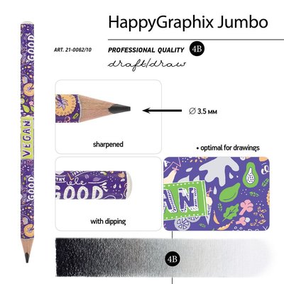 Happy Graphix Jumbo Kurşun Kalem 4B 35 mm Vegan 21-0062/10