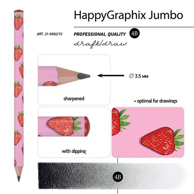 Happy Graphix Jumbo Kurşun Kalem 4B 35 mm MeyvelerÇilekler 21-0062/13